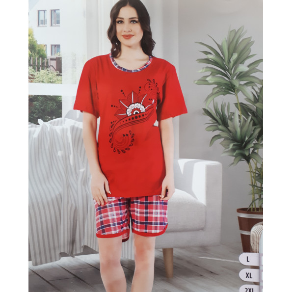 Хлопковая пижама c шортами ASMA 7128