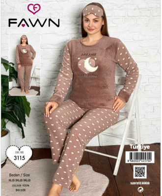 Батальная флисовая пижама с махрой и маской для сна FAWN 3115
