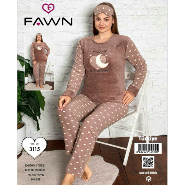 Батальная флисовая пижама с махрой и маской для сна FAWN 3115