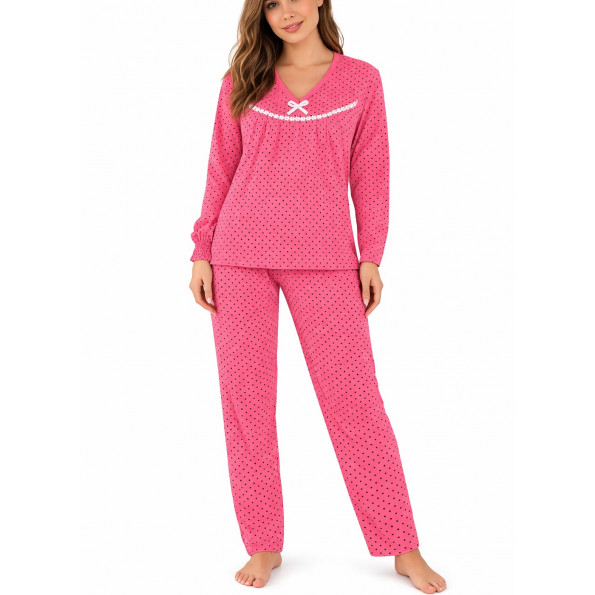 Бавовняна жіноча піжама FAZO 415 Рожева