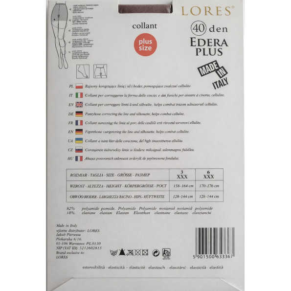 Колготки больших размеров LORES Edera plus 40 den 
