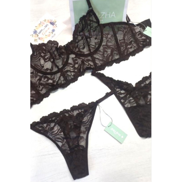 Комплект белья Zhu Zha 294 Stella Brown, бюстье на косточках