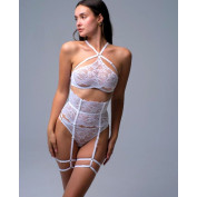 Белый комплект: бюстгальтер + стринги + пояс Zhu Zha 422 Bianca