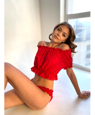 Красная пижамка с трусиками Zhu Zha Emma, One size S-L