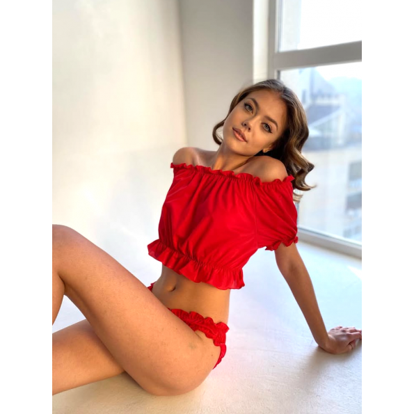 Красная пижамка с трусиками Zhu Zha Emma, One size S-L