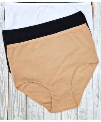 Батальные хлопковые трусы в рубчик с высокой посакой Nicoletta 110243