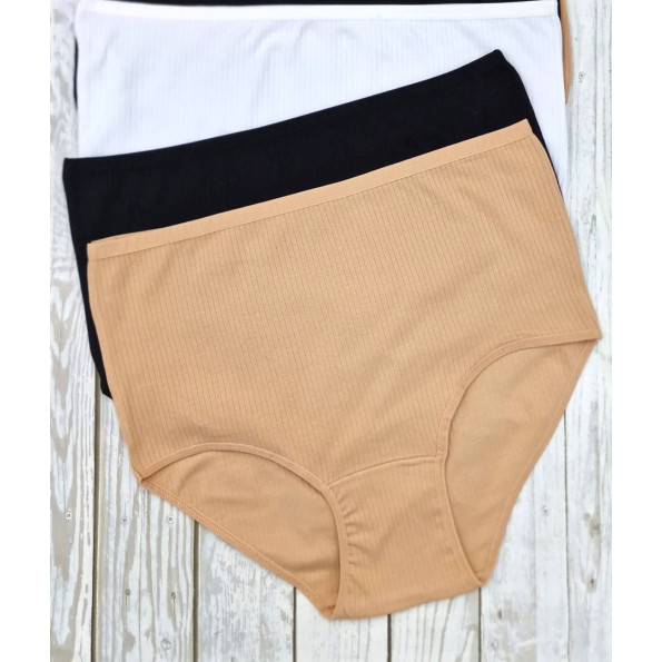 Батальные хлопковые трусы в рубчик с высокой посакой Nicoletta 110243