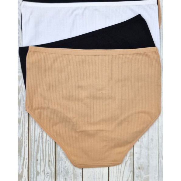 Батальные хлопковые трусы в рубчик с высокой посакой Nicoletta 110243