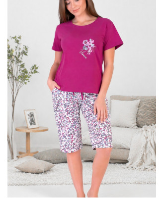 Хлопковая пижама с бриджами 32028 Flower