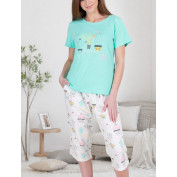 Хлопковая пижама с бриджами 32028 Кактус