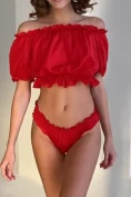 Красная пижамка с трусиками Zhu Zha Emma, One size S-L