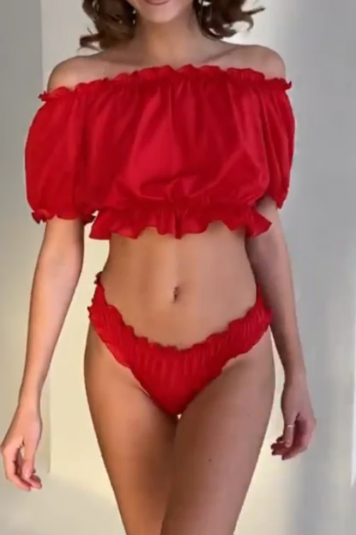 Красная пижамка с трусиками Zhu Zha Emma, One size S-L