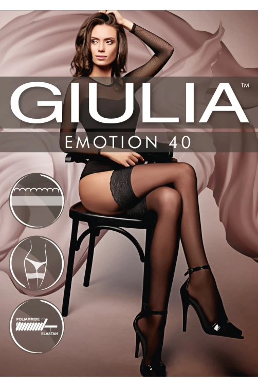 Панчохи на силіконовій основі GIULIA EMOTION 40 den, Nero