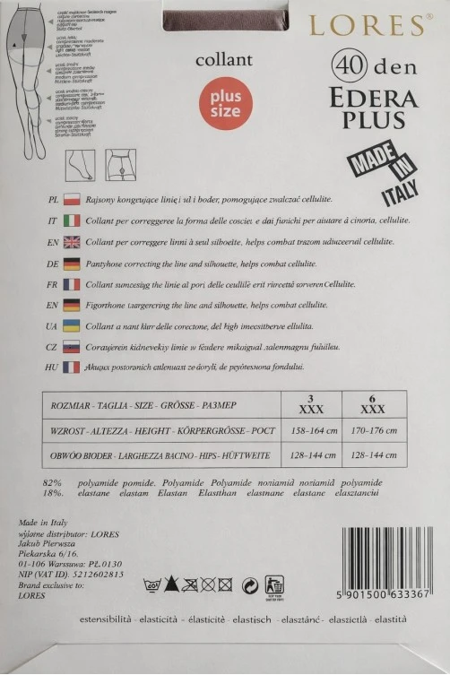 Колготки больших размеров LORES Edera plus 40 den, Natural