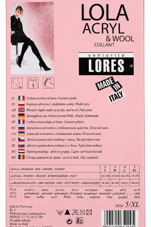 Теплі жіночі колготки з вовною LORES Lola, Nero