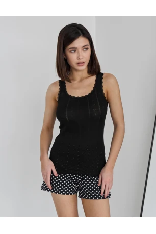 Майка з мереживом Nicoletta 23493, Чорна