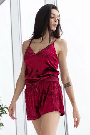 Велюрова піжамка з шортиками NICOLETTA 87092