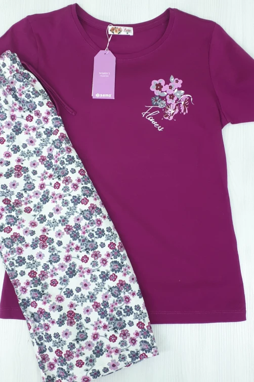 Хлопковая пижама с бриджами 32028 Flower