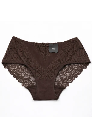 Хлопковые кружевные трусики Coeur Joie 9931, коричневые